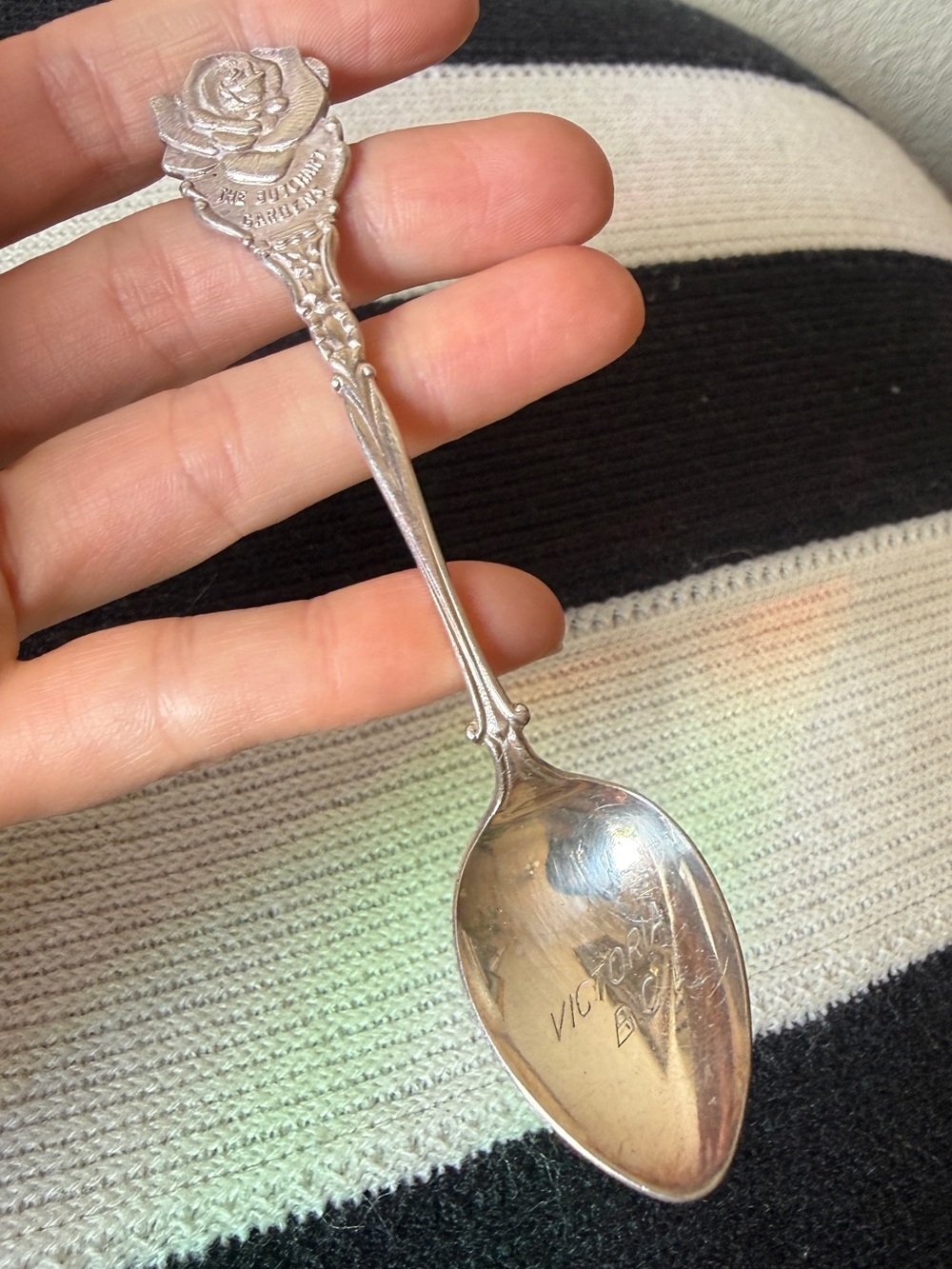 Victoria British Columbia vintage Rose-Handled Decorative Silver Souvenir Spoon